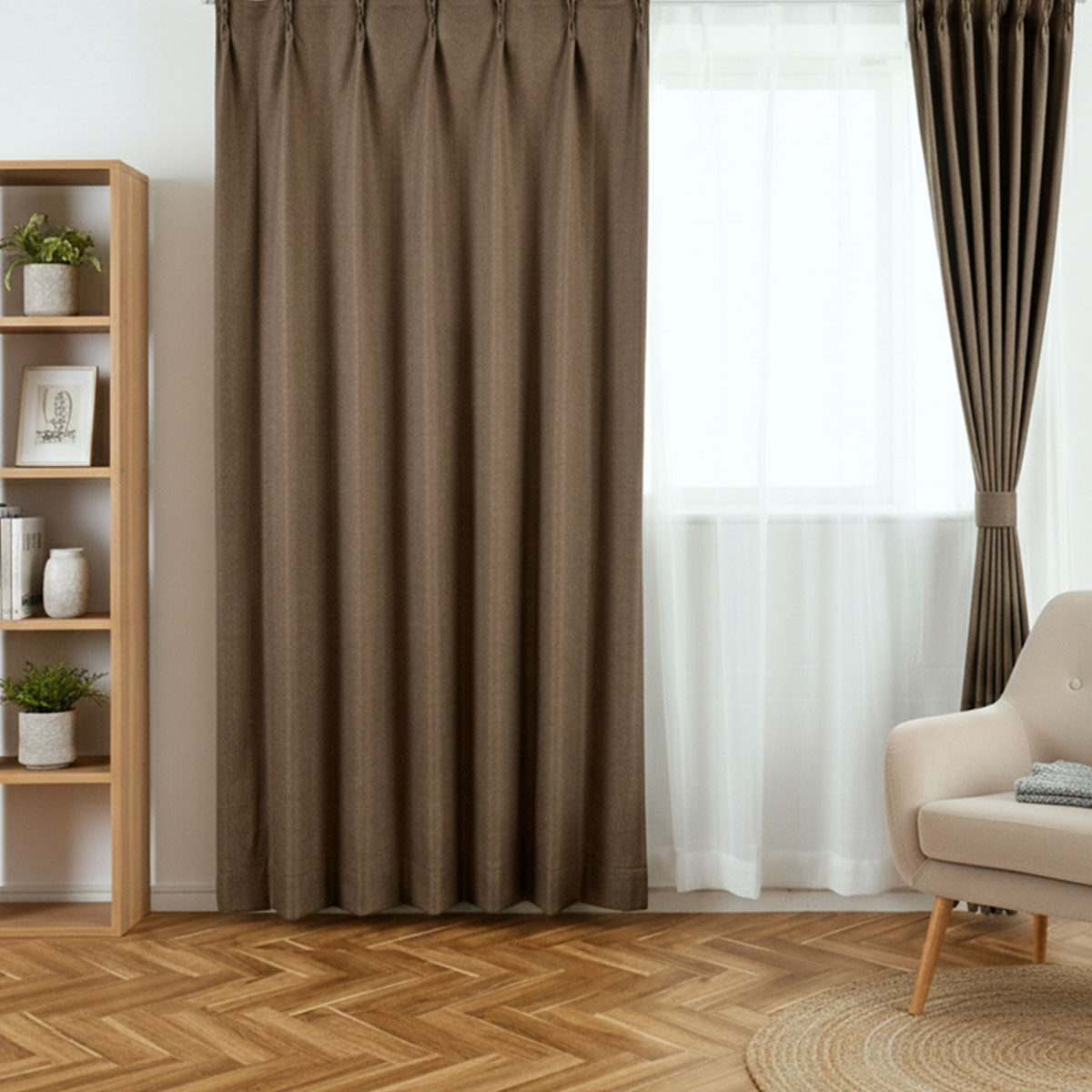 【ロッド】麻調のザックリ感を織で再現した人気のカーテン 様々なインテリアにマッチするロングセラー商品 ｜完全遮光｜【ct】