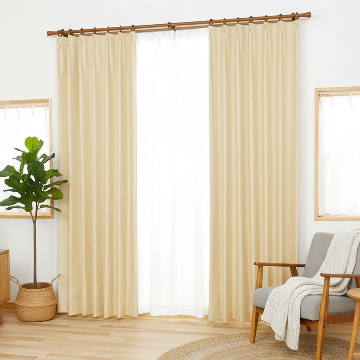 【ロッド】麻調のザックリ感を織で再現した人気のカーテン 様々なインテリアにマッチするロングセラー商品 ｜完全遮光｜【ct】